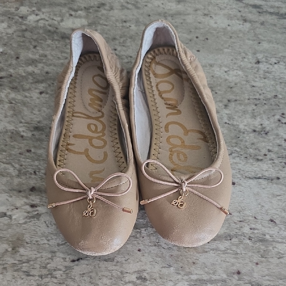 Sam Edelman Beige Ballet Flats with Bow Detail
